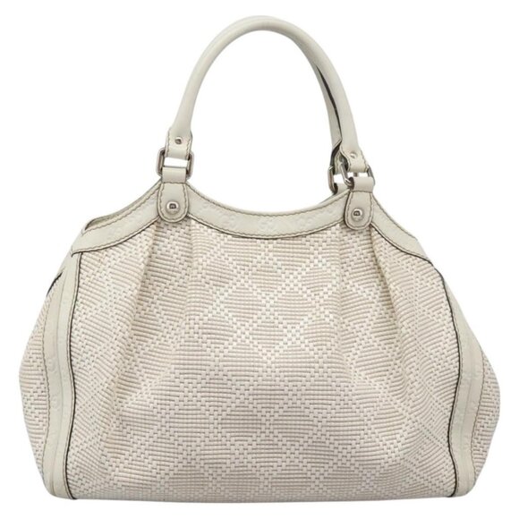 GUCCI Hand Bag Raffia Silver White Auth - Picture 3 of 16